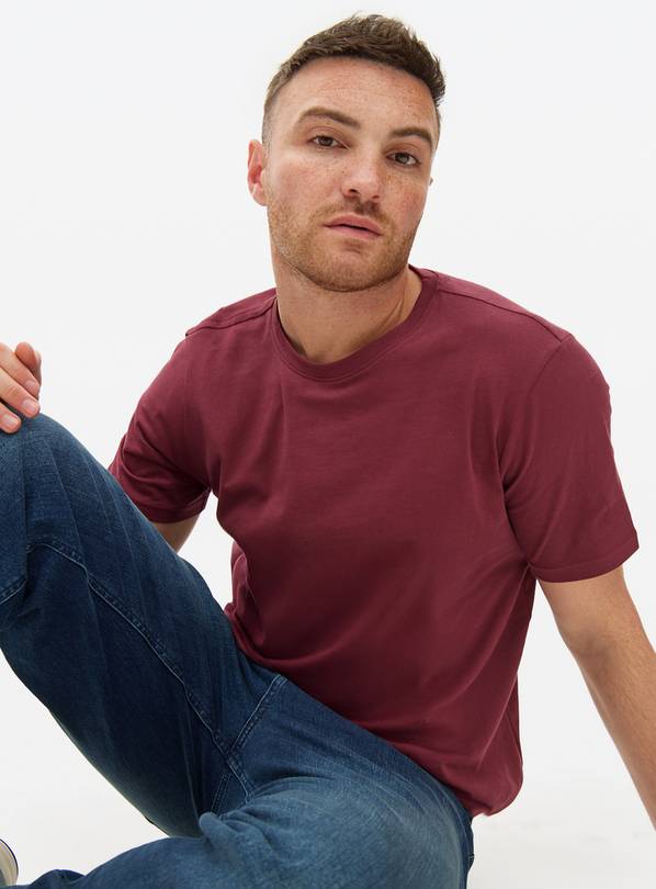 Burgundy Regular Crew Neck T-Shirt S